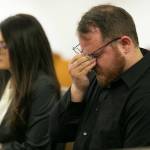Lars Kundu wipes away tears during his sentencing Thursday, Sept. 28, 2023, at Snohomish County Superior Court in Everett, Washington. (Ryan Berry / The Herald)