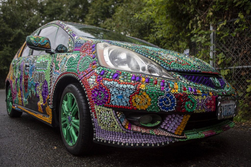 Shannon Kringens jeweled car. (Annie Barker / The Herald)