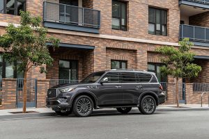 The 2023 Infiniti QX80 has standard rear-wheel drive and optional four-wheel drive available on all models. (Infiniti)