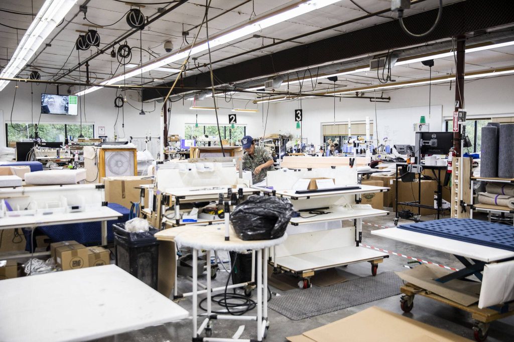 Inside the Kaas Tailored facility on Tuesday, Oct. 10, 2023 in Mukilteo, Washington. (Olivia Vanni / The Herald)