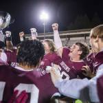 Cascade celebrates beating Everett on Friday, Oct. 6, 2023 in Everett, Washington. (Olivia Vanni / The Herald)