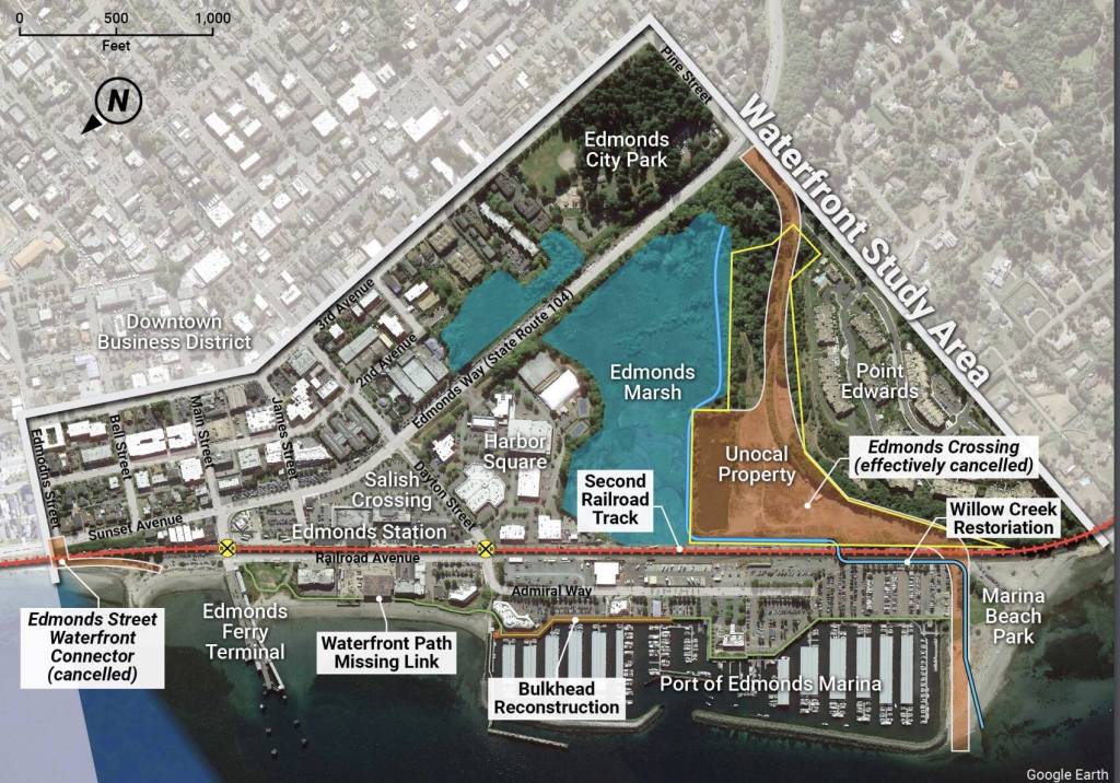The Unocal property stands at about 21 acres, just south of the Edmonds Marsh. (Provided by the Edmonds City Council)