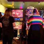 Babes in Pinland compete at Add-A-Ball Amusements in Seattle. Amy Attas/West Coast Traveller photo.