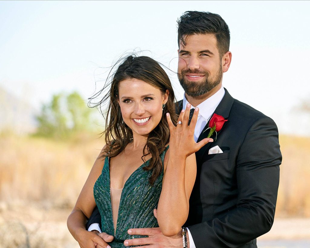 Katie Thurston shows off her engagement ring from Blake Moynes on the Aug. 9 season finale episode of "The Bachelorette.” Thurston, 30, lived in Snohomish County until moving to Renton for work and calls this area "home." (ABC/Craig Sjodin)