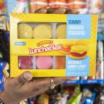 Jaxen McInnis holds a gummy Lunchables set. (Olivia Vanni / The Herald)