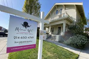 Condo for sale on California Street in Everett in April. (Sue Misao / The Herald)