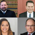 Top row: Miguel M. Duran, left, and Brett Rogers. Bottom row: Mary Anderson, left, and Patrick Moriarty,.