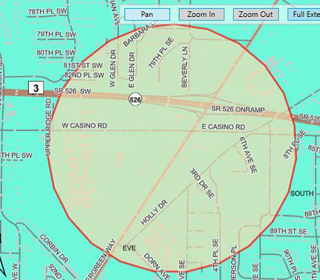 In response to a Daily Herald request, police compiled arrest data from a 2,000-foot radius around the 8500 block of Evergreen Way. (Everett Police Department.)