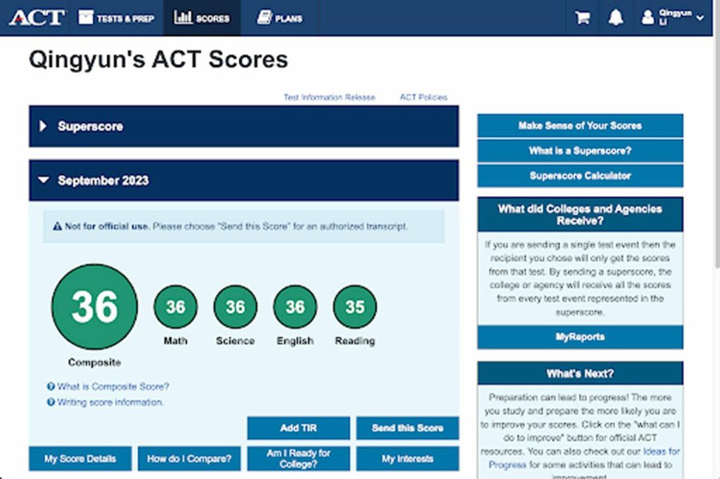 ACT test scores. (Submitted photo)