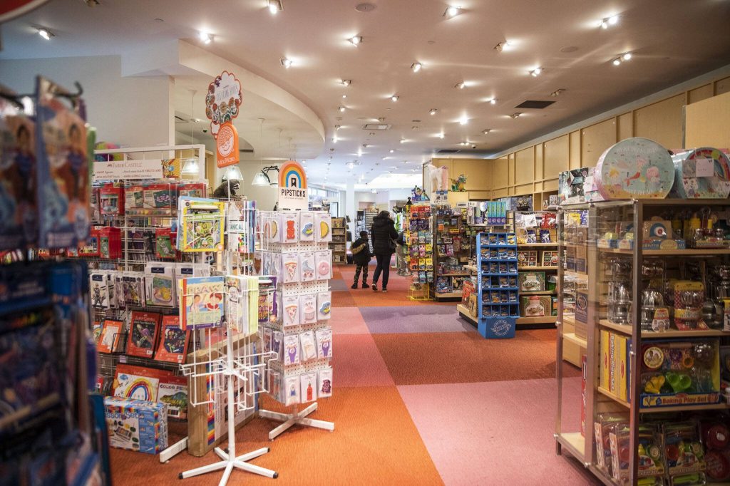 Customers wander through Wishes toy store on Monday, Oct. 23, 2023 in Alderwood, Washington. (Olivia Vanni / The Herald)
