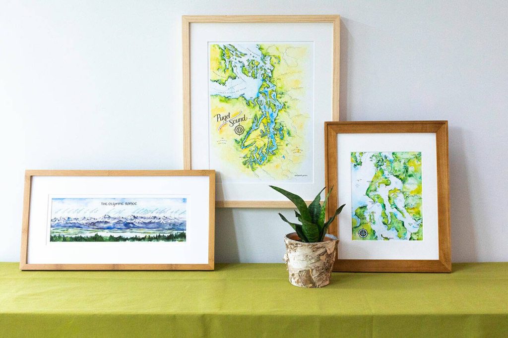 Watercolor artist Elizabeth Person, of Everett, specializes in painting maps, mountain ranges and other educational illustrations. (Photo provided)
