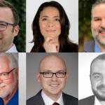 Top row: Nick Coelho, left, Julieta Altamirano-Crosby, David Parshall Bottom row: Jim Smith, left, Robert Leutwyler, Derek Hanusch