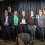 Members and supporters of the Snohomish and Island County Labor Council gather on Oct. 10 at the Edward D. Hansen Conference Center in Everett. The the Affiliate Labor Champion Award was given to the International Association of Machinists 751. Wes Heard, center, accepted the award on behalf of IAM 751. (Snohomish and Island County Labor Council)