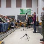 U.S. Fish and Wildlife Service State Supervisor Brad Thompson speaks during a meeting for public comment on the topic of bringing grizzly bears to the North Cascades at Darrington High School Auditorium in Darrington, Washington on Thursday, Nov. 2, 2023. (Annie Barker / The Herald)