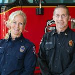 Captain Community Resource Paramedic Nicole Picknell, left, and South County Fire Assistant Chief Shaughn Maxwell stand together at Fire Station 15 on Wednesday, Nov. 8, 2023, in Lynnwood, Washington. (Ryan Berry / The Herald)