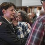 Susanna Johnson speaks to the community at 230 Ave B. in Snohomish, Washington on Tuesday, Nov. 7, 2023. (Annie Barker / The Herald)