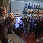 Susanna Johnson gives a non-alcoholic toast after delivering preliminary election results stating she is in the lead for the Snohomish County Sheriff 2023 election at 230 Ave B. in Snohomish, Washington on Tuesday, Nov. 7, 2023. (Annie Barker / The Herald)
