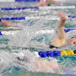 Glacier Peak junior Alena Lehmann blows past the competition in the 500 yard freestyle during the Wesco 4A District 1 Girls Swim and Dive Finals on Saturday, Nov. 4, 2023, at the Snohomish Aquatic Center in Snohomish, Washington. (Ryan Berry / The Herald)