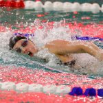 Snohomish senior Mary Clarke heads to the final turn in the 100 yard freestyle during the Wesco 3A Division 1 Girls Swim and Dive Finals on Saturday, Nov. 4, 2023, at the Snohomish Aquatic Center in Snohomish, Washington. (Ryan Berry / The Herald)
