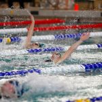 Shorecrests Aila Howson swims the backstroke in the 200 yard individual medley during the Wesco 3A Division 1 Girls Swim and Dive Finals on Saturday, Nov. 4, 2023, at the Snohomish Aquatic Center in Snohomish, Washington. (Ryan Berry / The Herald)
