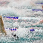 Water flies as Mountlake Terrace junior Jeslyn Vuong takes first in the 50 yard freestyle during the Wesco 3A Division 1 Girls Swim and Dive Finals on Saturday, Nov. 4, 2023, at the Snohomish Aquatic Center in Snohomish, Washington. (Ryan Berry / The Herald)