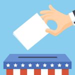 United states of America voting ballot - presidential elections concept vector flat illustrati