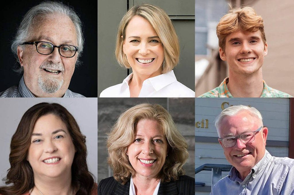 Top row: Roger Pence, left, Christine Eck and Mackey Guenther. Bottom row: Michelle Dotsch, left, Susan Paine and Kevin Fagerstrom.