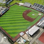 An aerial view of Funko Field at Memorial Stadium in Everett, home of the Everett AquaSox High-A baseball team. (Chuck Taylor / Herald file photo)