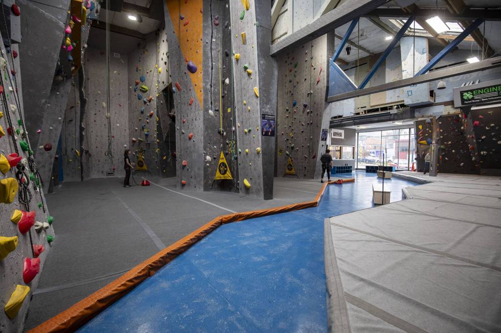 Summit Everett, a rock climbing gym, in Everett, Washington on Wednesday, Nov. 15, 2023. Summit will move into the former Grand Avenue Marketplace space, a retail location that has been vacant for five years. (Annie Barker / The Herald)
