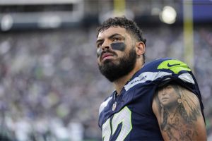 Seattle Seahawks offensive lineman Abraham Lucas is pictured during an NFL preseason football game against the Dallas Cowboys, Saturday, Aug. 19, 2023, in Seattle. The Seahawks won 22-14. (AP Photo/Stephen Brashear)