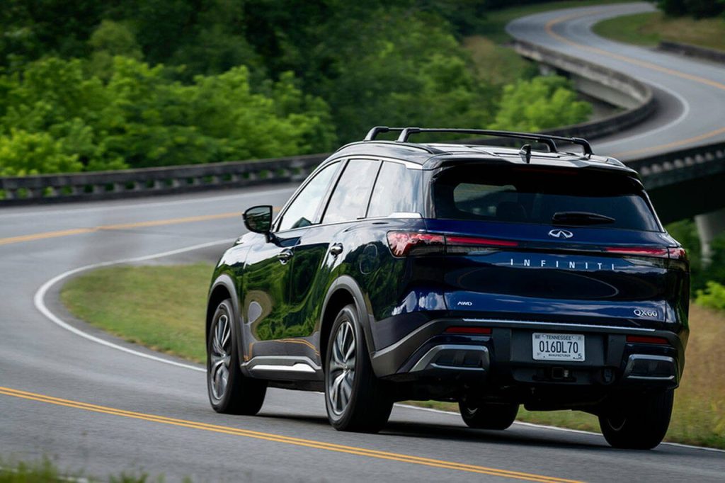 When third-row seats are folded down, the Infiniti QX60 has 41.6 cubic feet of cargo space, with a flat floor. (Infiniti)