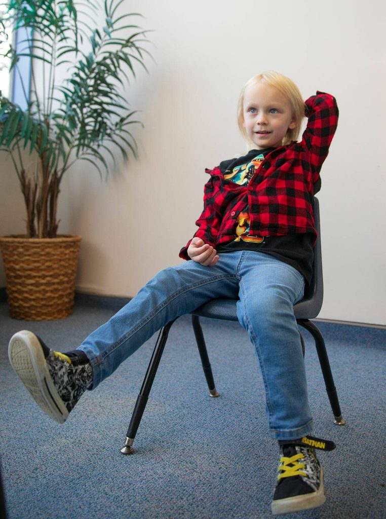 Atlas ponders a question during an interview with the Herald on Monday, Nov. 20, 2023, at Jackson Elementary School in Everett, Washington. (Ryan Berry / The Herald)