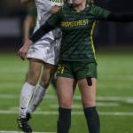 Shorecrests Esmerelda Fogg (21) moves with the ball during the Shorecrest and Roosevelt Class 3A girls soccer state championship game at Sparks Stadium in Puyallup, Washington on Saturday, Nov. 18, 2023. Shorecrest lost, 4-1. (Annie Barker / The Herald)