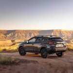 Prominent badging and anodized copper-finish accents are exterior features of the 2024 Subaru Crosstrek Wilderness small SUV. (Subaru)