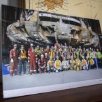 An image from Catherine Bassettis book Building Seattles State Route 99 Supertunnel: Journey from Light to Light in her home studio in Shoreline, Washington on Friday, May 19, 2023. (Annie Barker / The Herald)