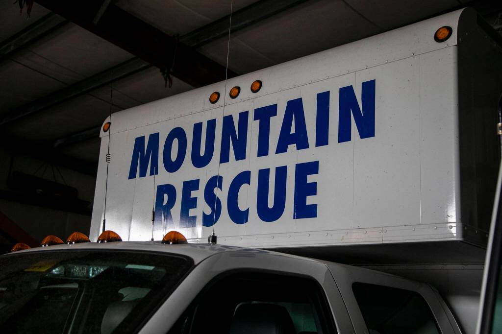 Vehicles at the Everett Mountain Rescue headquarters in Snohomish, Washington on Thursday, Nov. 16, 2023. (Annie Barker / The Herald)
