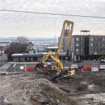 A view of the Broadway construction site of Compass Healths new mental health facility on Wednesday, Nov. 29, 2023 in Everett, Washington. (Olivia Vanni / The Herald)