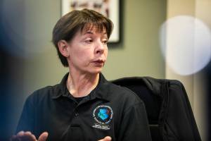 Susanna Johnson speaks during an interview on Tuesday, Dec. 5, 2023 in Everett, Washington. (Olivia Vanni / The Herald)