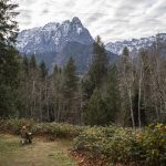 A person sits and looks out at Mt. Index in Index, Washington on Wednesday, Nov. 29, 2023.  (Annie Barker / The Herald)