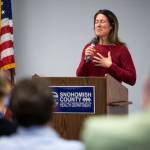 Dr. Ryan Keay, a physician at Providence Regional Medical Center Everett, speaks at a press conference held in celebration of the STI clinic openingon Friday, Dec. 1, 2023 in Everett, Washington. (Olivia Vanni / The Herald)