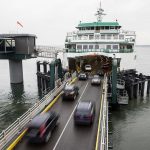 Cars drive onto the ferry at the Mukilteo terminal on Monday, Nov. 1, 2021 in Mukilteo, Wa. (Olivia Vanni / The Herald)