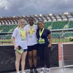 Mukilteos Kim Beard (left) and Edmonds Adrianna Coleman (right) were named All-Americans in the hammer throw by Track and Field News. (Photo courtesy of Chris Beard)