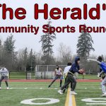 The Everett Elite Flag Football 14-under team practices Sunday morning at Harbour Pointe Middle School in Mukilteo, Washington on January 16, 2022. (Kevin Clark / The Herald)