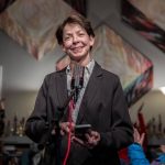 Susanna Johnson announces preliminary election counts for the Snohomish County Sheriffs Office race on election night, Nov. 7, at a rally with supporters in Snohomish. Johnson won the election with 51.5 percent support. (Annie Barker / The Herald file photo)
