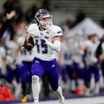 Lake Stevens senior Jesse Lewis coasts into the end zone for a touchdown on a long catch-and-run against Graham-Kapowsin during the Class 4A state championship game Dec. 2 at Husky Stadium in Seattle. (Ryan Berry / The Herald)