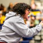 A Cascade wrestler cheers on their teammate on Wednesday, Dec. 13, 2023 in Everett, Washington. (Olivia Vanni / The Herald)
