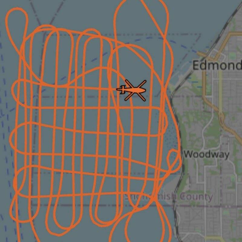 United States Coast Guard crews searched a missing man in his 50s in the waters SW of Edmonds Sunday, Dec. 17. The search was suspended 9 a.m. Monday after 20 hours where crews covered 97 square miles of water and traveled 380 track-line miles. (Provided by USCG)