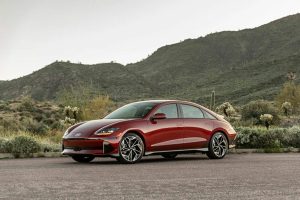 The 2023 Hyundai Ioniq 6 electric vehicle is a radically-styled five-passenger sedan. (Hyundai)