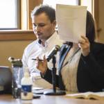 Christian Sayre at his bail hearing at the Snohomish County Courthouse on Wednesday, April 6, 2022 in Everett, Washington. (Olivia Vanni / The Herald)
