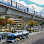 The 810 McCollum Park Community Transit bus stops near the Northgate Light rail Station in Seattle. (Kevin Clark / The Herald)